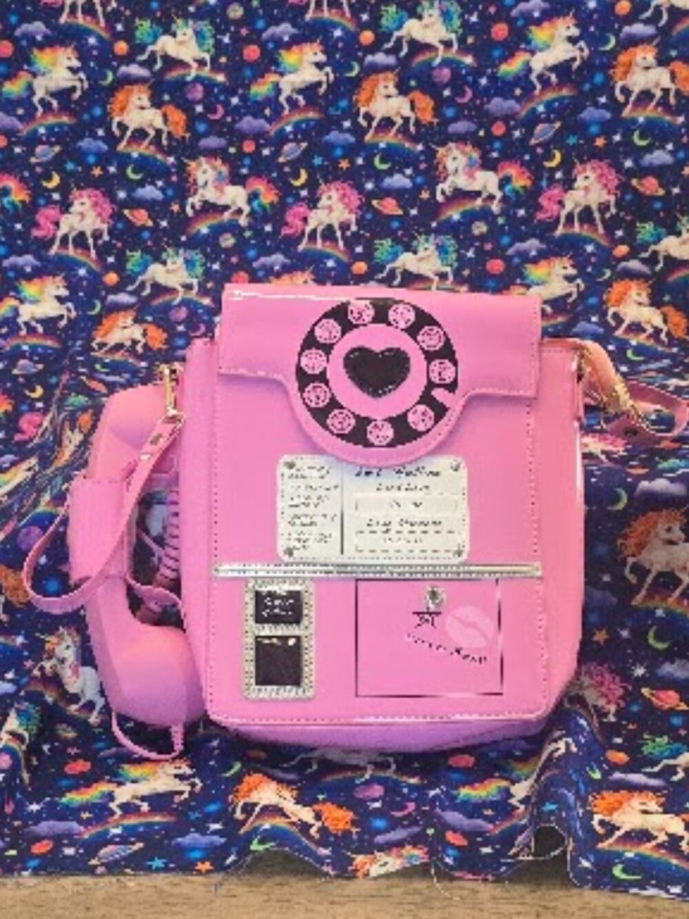 Pink Retro Payphone / Telephone Novelty Crossbody Bag with Detachable Handset
